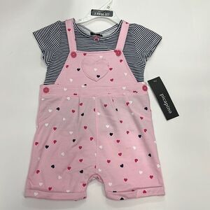 Picapino Baby Girl’s Pink and Blue 2 Piece Overall Set Size 24 Months